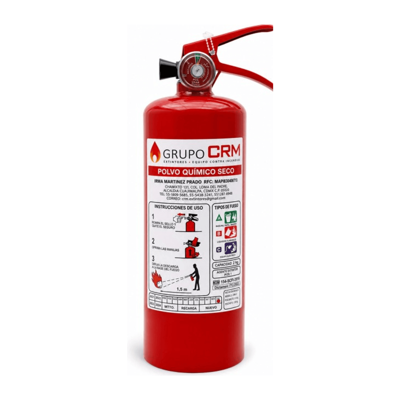 Extintor automotriz de PQS ABC - 2.0 kg — Grupo CRM