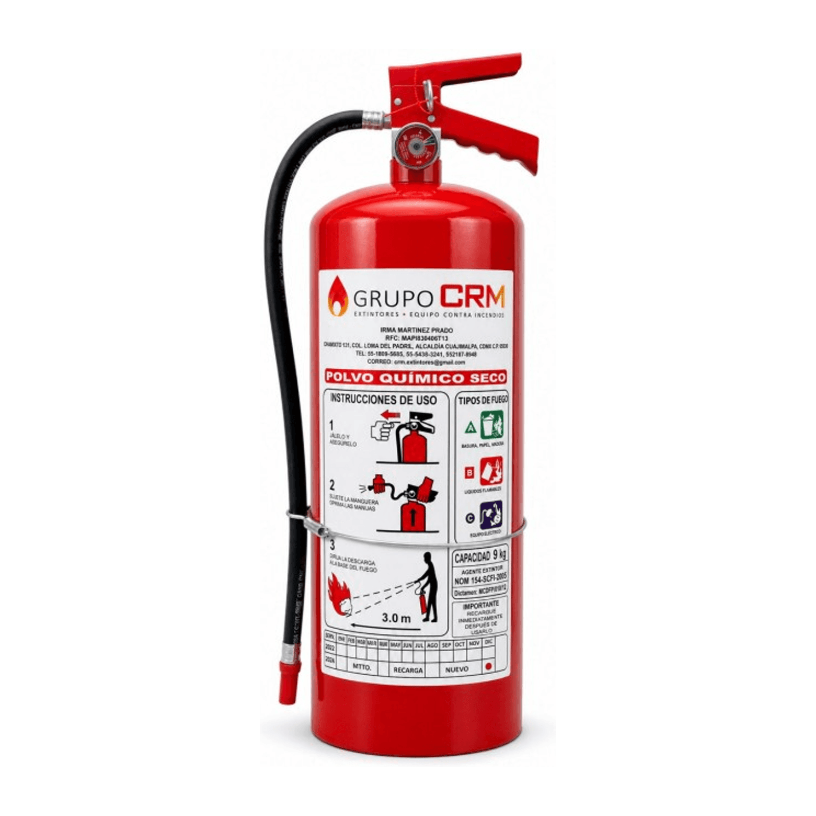 Extintor de PQS ABC para uso comercial e industrial - 9.0 kg — Grupo CRM