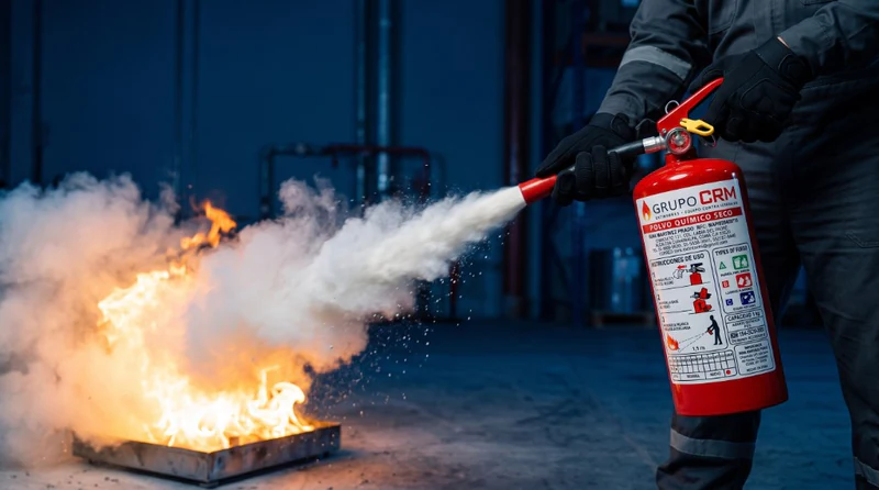 Equipo contra incendios Grupo CRM Extintores para prevenir conatos en empresas